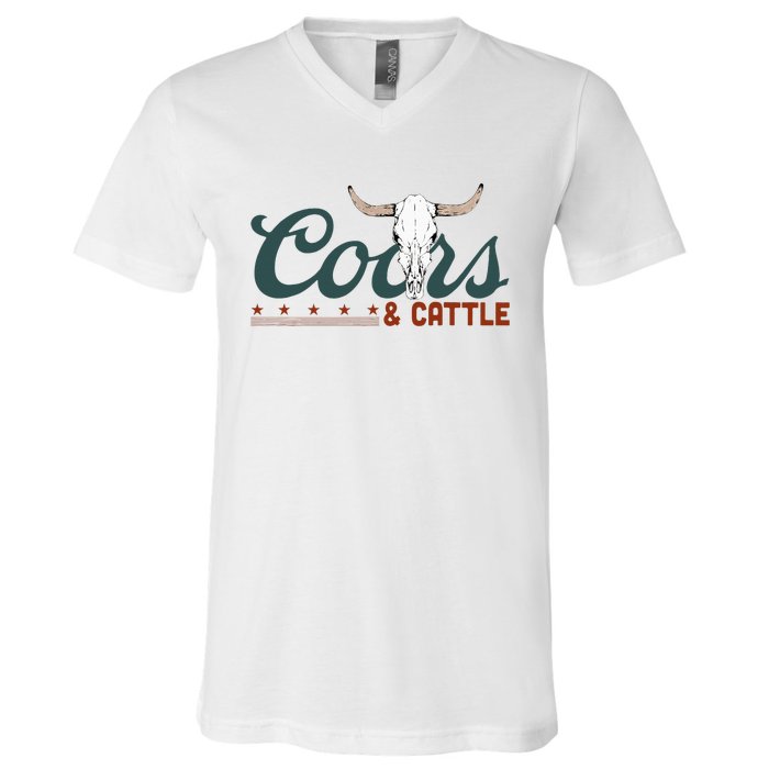 Cattle Rodeo Western Cowboy V-Neck T-Shirt