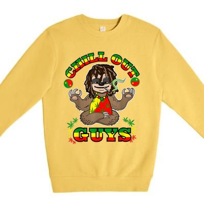 Cool Rastafari Weed Cannabis 420 Loving Yoga Sloth Stoner Premium Crewneck Sweatshirt