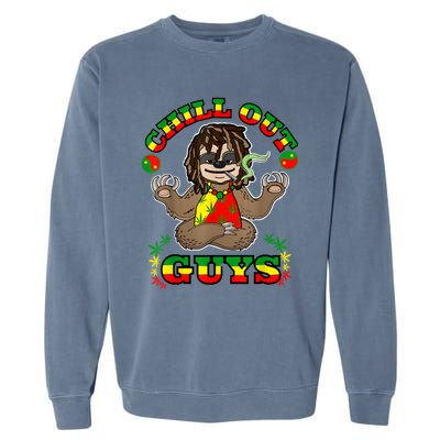 Cool Rastafari Weed Cannabis 420 Loving Yoga Sloth Stoner Garment-Dyed Sweatshirt