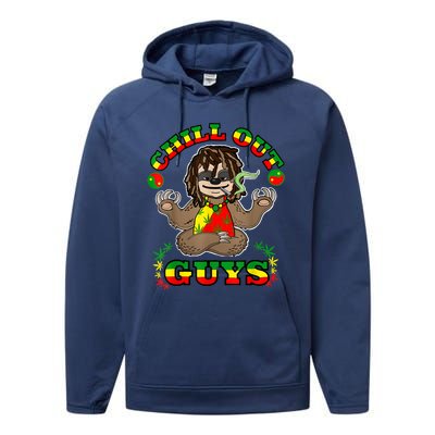 Cool Rastafari Weed Cannabis 420 Loving Yoga Sloth Stoner Performance Fleece Hoodie