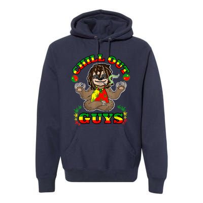 Cool Rastafari Weed Cannabis 420 Loving Yoga Sloth Stoner Premium Hoodie