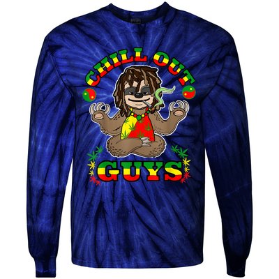 Cool Rastafari Weed Cannabis 420 Loving Yoga Sloth Stoner Tie-Dye Long Sleeve Shirt