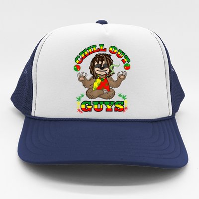 Cool Rastafari Weed Cannabis 420 Loving Yoga Sloth Stoner Trucker Hat