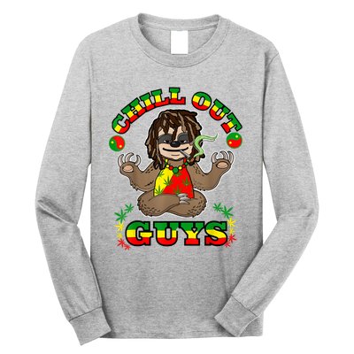 Cool Rastafari Weed Cannabis 420 Loving Yoga Sloth Stoner Long Sleeve Shirt