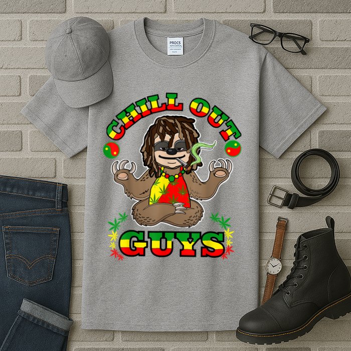 Cool Rastafari Weed Cannabis 420 Loving Yoga Sloth Stoner Tall T-Shirt