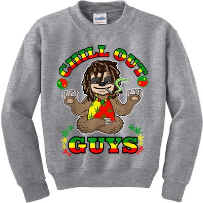 Cool Rastafari Weed Cannabis 420 Loving Yoga Sloth Stoner Kids Sweatshirt