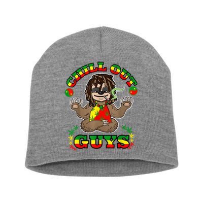 Cool Rastafari Weed Cannabis 420 Loving Yoga Sloth Stoner Short Acrylic Beanie