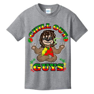 Cool Rastafari Weed Cannabis 420 Loving Yoga Sloth Stoner Kids T-Shirt