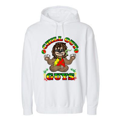 Cool Rastafari Weed Cannabis 420 Loving Yoga Sloth Stoner Garment-Dyed Fleece Hoodie