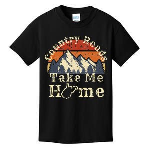 Country Roads West Virginia Take Me Home WV Map Mountains Kids T-Shirt