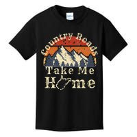 Country Roads West Virginia Take Me Home WV Map Mountains Kids T-Shirt