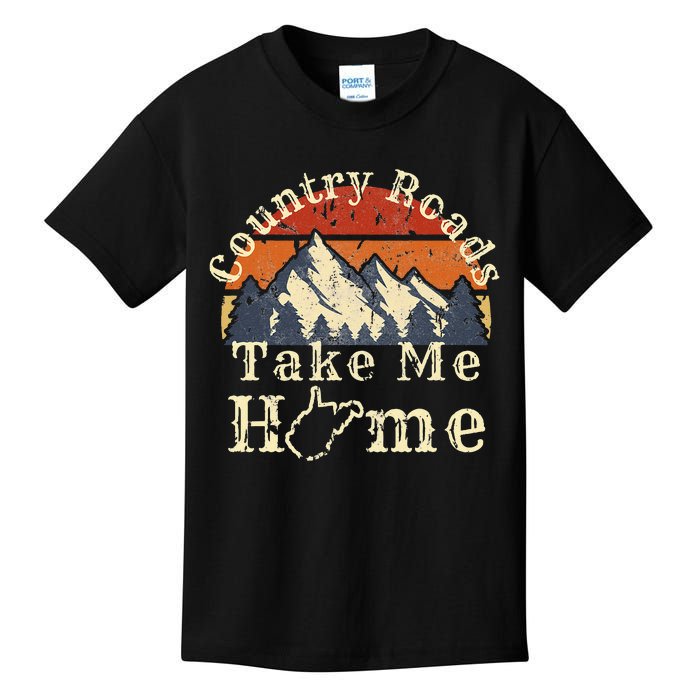 Country Roads West Virginia Take Me Home WV Map Mountains Kids T-Shirt