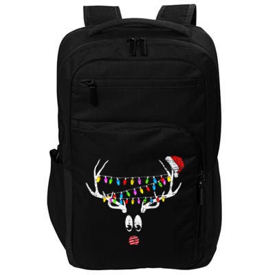 Christmas Reindeer W Xmas Lights Santa Hat Retro Distressed Impact Tech Backpack