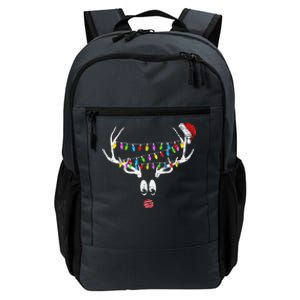 Christmas Reindeer W Xmas Lights Santa Hat Retro Distressed Daily Commute Backpack