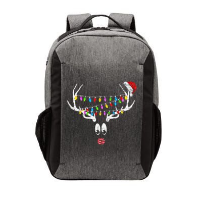 Christmas Reindeer W Xmas Lights Santa Hat Retro Distressed Vector Backpack