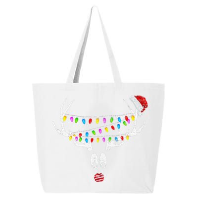 Christmas Reindeer W Xmas Lights Santa Hat Retro Distressed 25L Jumbo Tote