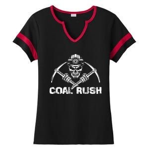 Coal Rush Wv With Skeleton Skull Miner Hard Hat Ladies Halftime Notch Neck Tee