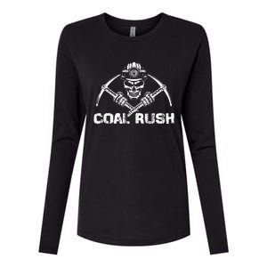 Coal Rush Wv With Skeleton Skull Miner Hard Hat Womens Cotton Relaxed Long Sleeve T-Shirt