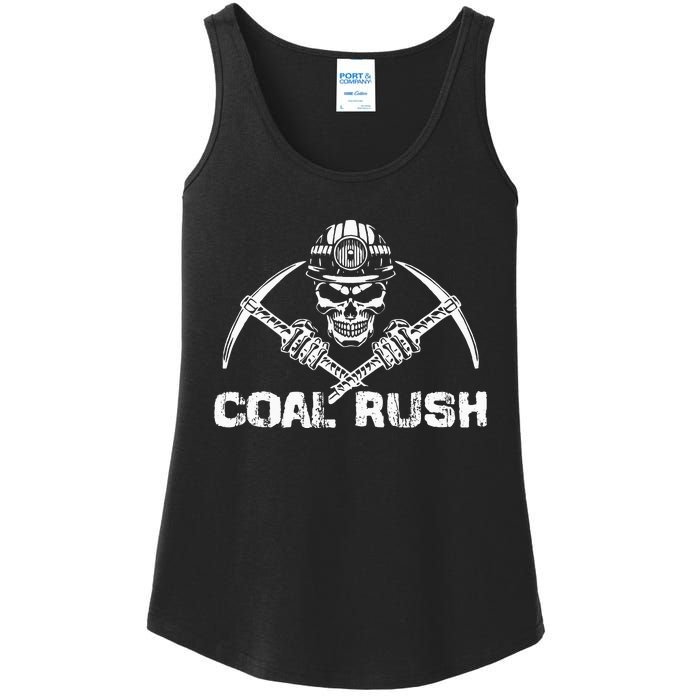 Coal Rush Wv With Skeleton Skull Miner Hard Hat Ladies Essential Tank