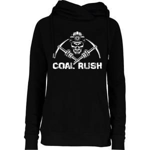 Coal Rush Wv With Skeleton Skull Miner Hard Hat Womens Funnel Neck Pullover Hood