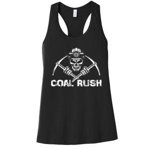 Coal Rush Wv With Skeleton Skull Miner Hard Hat Women's Racerback Tank