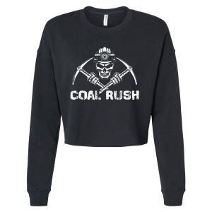 Coal Rush Wv With Skeleton Skull Miner Hard Hat Cropped Pullover Crew