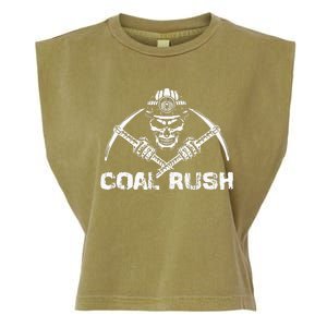 Coal Rush Wv With Skeleton Skull Miner Hard Hat Garment-Dyed Women's Muscle Tee