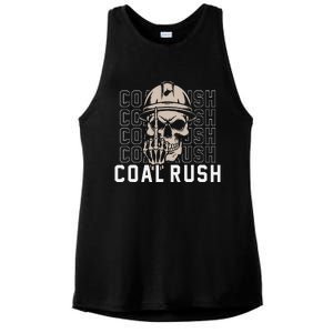 Coal Rush West Virginia Skull Coal Miner Hard Hat Ladies PosiCharge Tri-Blend Wicking Tank