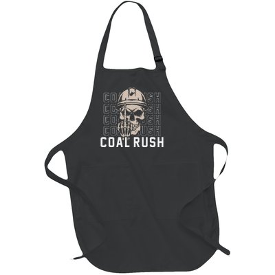 Coal Rush West Virginia Skull Coal Miner Hard Hat Full-Length Apron With Pockets