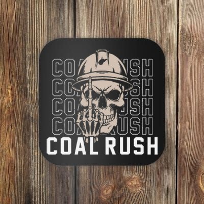 Coal Rush West Virginia Skull Coal Miner Hard Hat Coaster