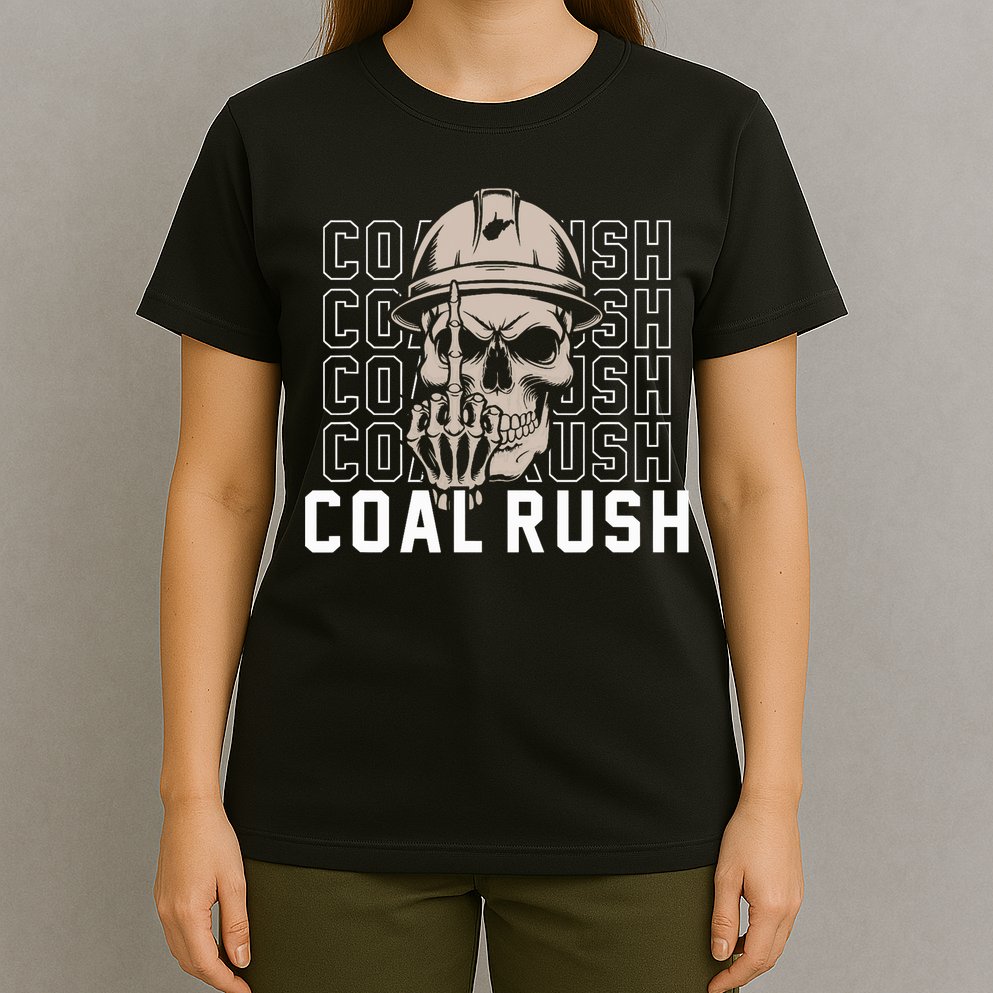 Coal Rush West Virginia Skull Coal Miner Hard Hat T-Shirt