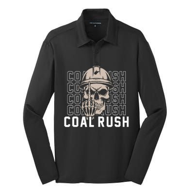 Coal Rush West Virginia Skull Coal Miner Hard Hat Silk Touch Performance Long Sleeve Polo