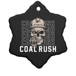 Coal Rush West Virginia Skull Coal Miner Hard Hat Ceramic Star Ornament