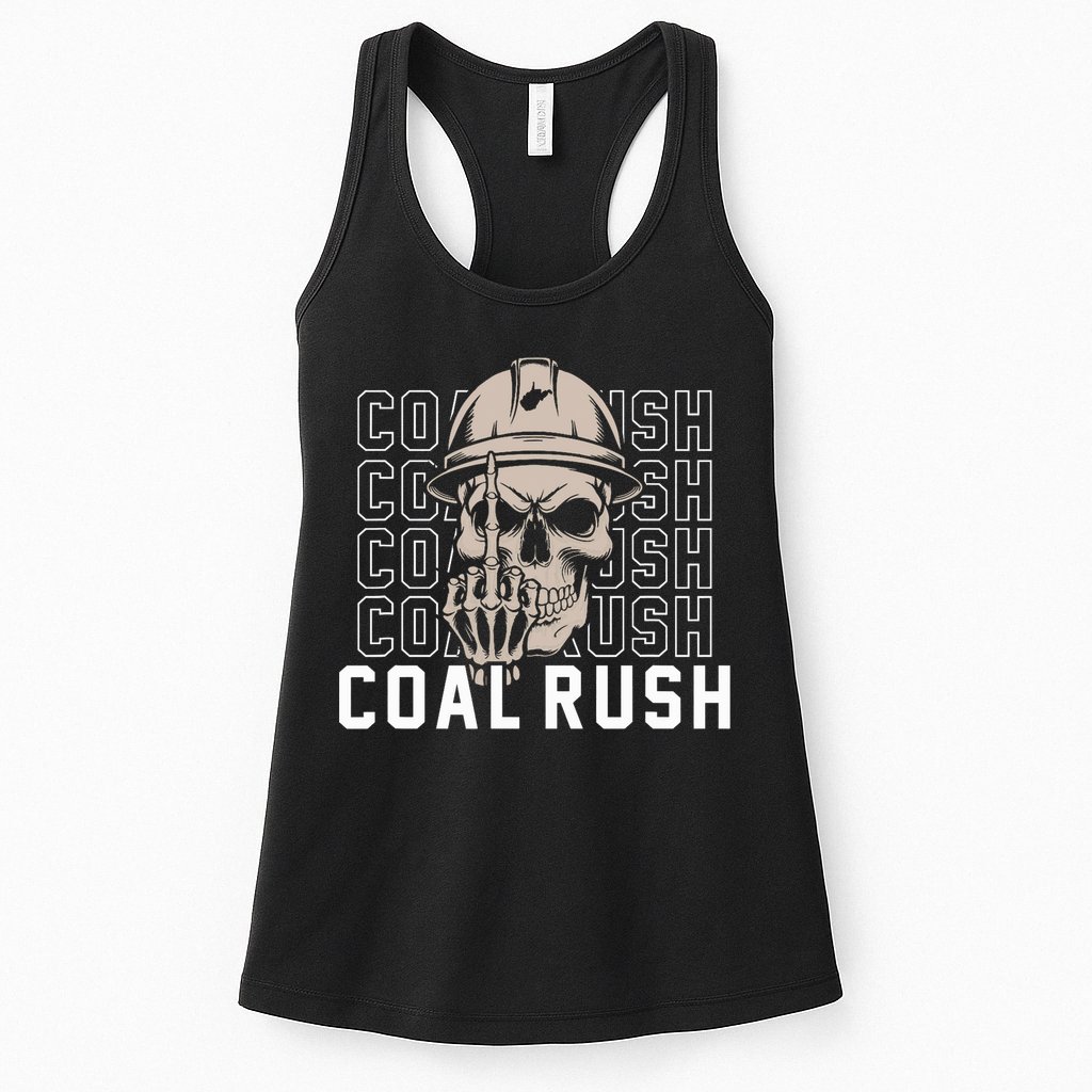 Coal Rush West Virginia Skull Coal Miner Hard Hat Womens Tank Top