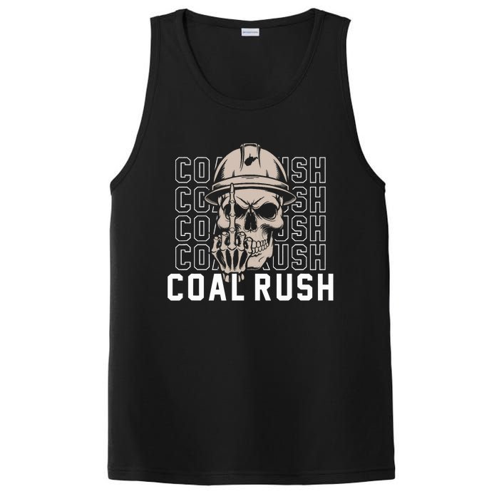 Coal Rush West Virginia Skull Coal Miner Hard Hat PosiCharge Competitor Tank