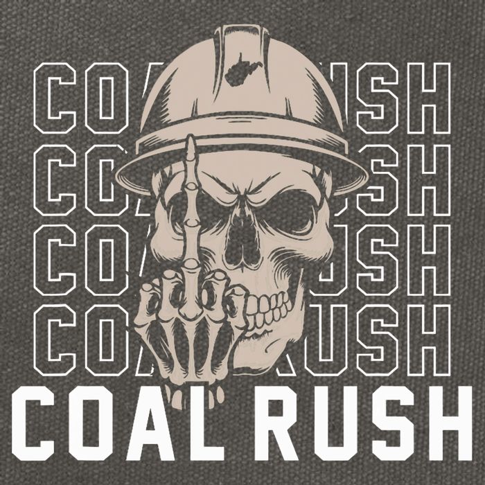 Coal Rush West Virginia Skull Coal Miner Hard Hat Cotton Canvas Backpack