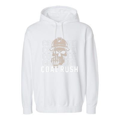 Coal Rush West Virginia Skull Coal Miner Hard Hat Garment-Dyed Fleece Hoodie