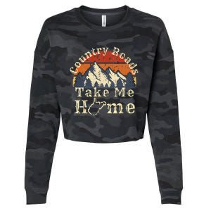 Country Roads West Virginia Take Me Home WV Map Mountains Cropped Pullover Crew