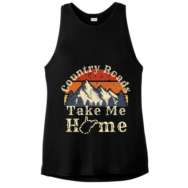 Country Roads West Virginia Take Me Home WV Map Mountains Ladies PosiCharge Tri-Blend Wicking Tank