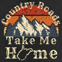 Country Roads West Virginia Take Me Home WV Map Mountains 7 Panel Mesh Trucker Snapback Hat