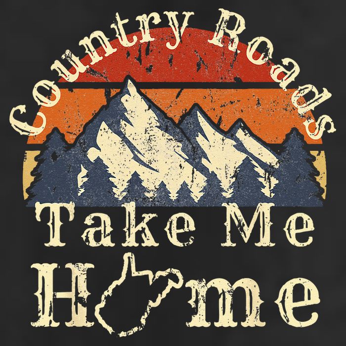 Country Roads West Virginia Take Me Home WV Map Mountains 7 Panel Mesh Trucker Snapback Hat