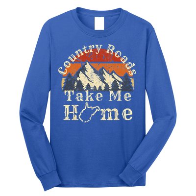 Country Roads West Virginia Take Me Home WV Map Mountains Long Sleeve Shirt