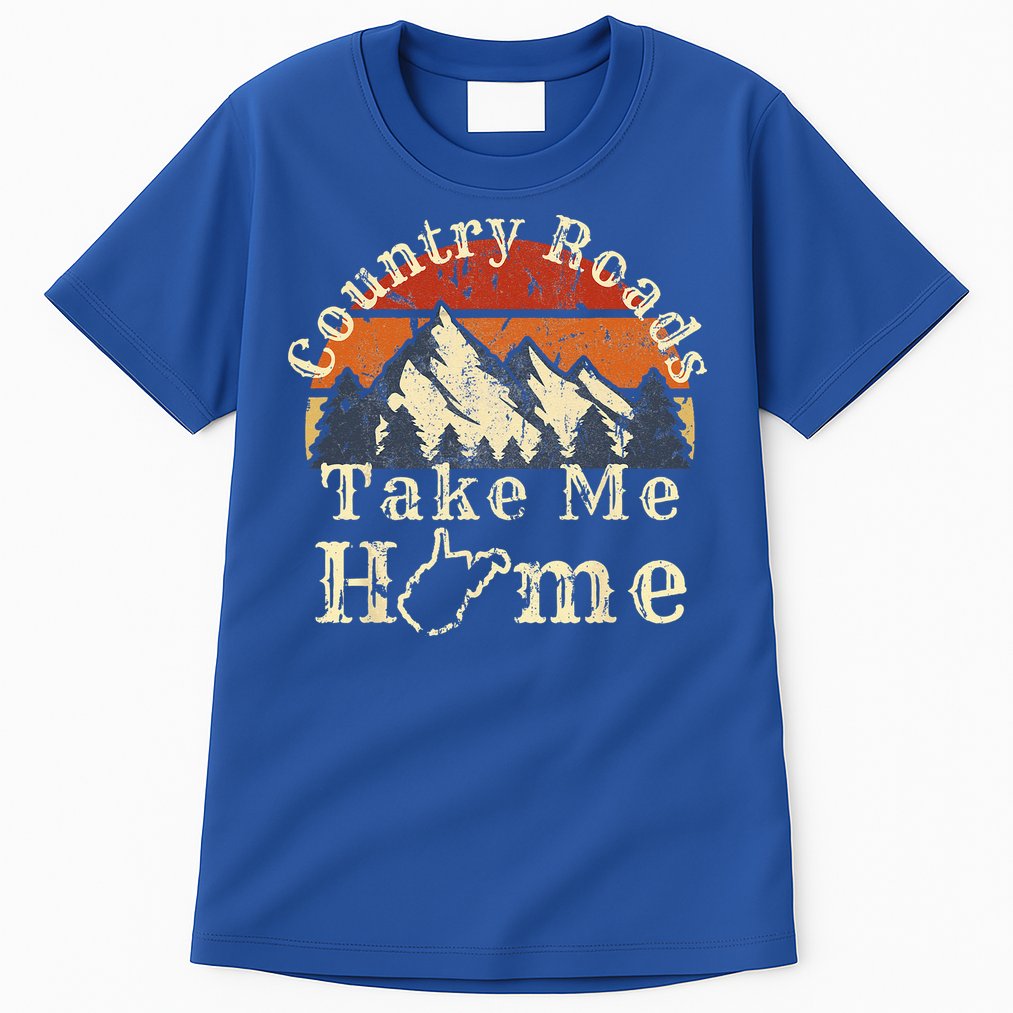 Country Roads West Virginia Take Me Home WV Map Mountains Tall T-Shirt