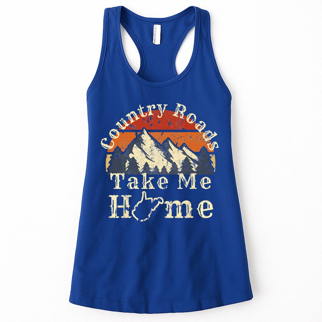 Country Roads West Virginia Take Me Home WV Map Mountains Womens Tank Top