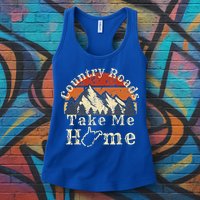Country Roads West Virginia Take Me Home WV Map Mountains Womens Tank Top