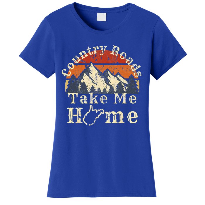 Country Roads West Virginia Take Me Home WV Map Mountains Women's T-Shirt