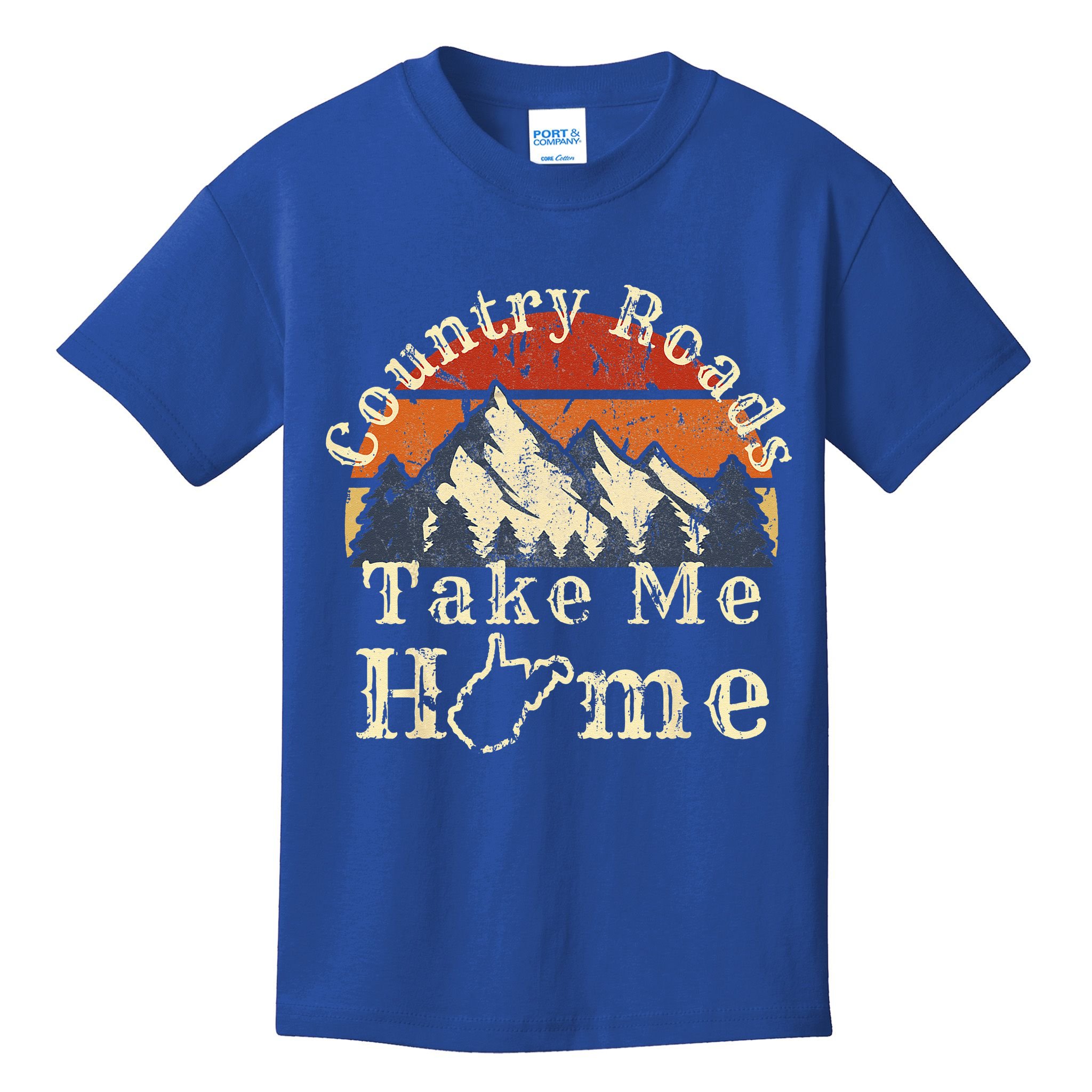 Country Roads West Virginia Take Me Home WV Map Mountains Kids T-Shirt