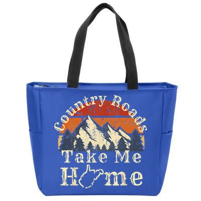 Country Roads West Virginia Take Me Home WV Map Mountains Zip Tote Bag