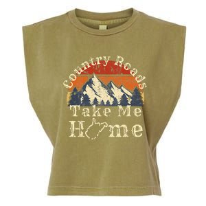 Country Roads West Virginia Take Me Home WV Map Mountains Garment-Dyed Women's Muscle Tee