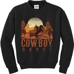 Cowboy Rodeo Western Texan Gift Horseback Riding Cowboy Kids Sweatshirt